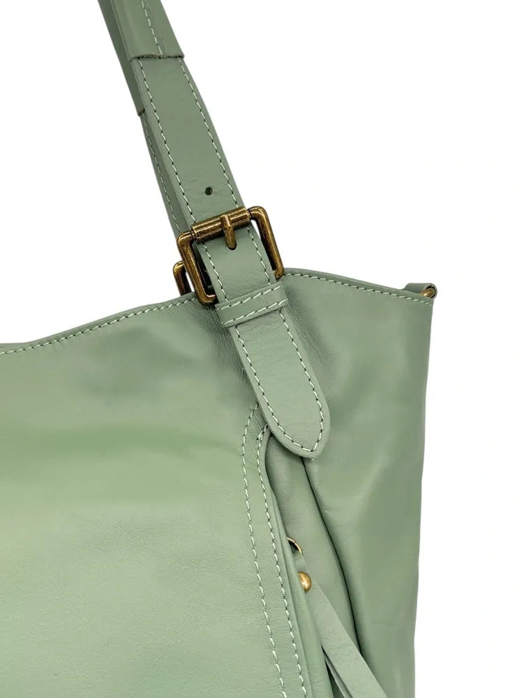 Sac en cuir lisse ELTON Vert amande