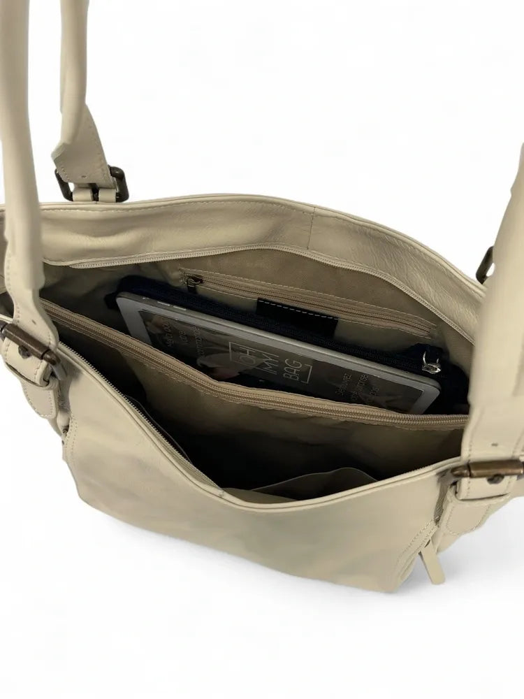 Sac en cuir lisse ELTON Beige crème