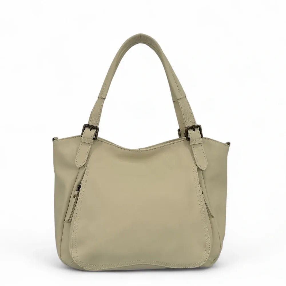Sac en cuir lisse ELTON Beige crème