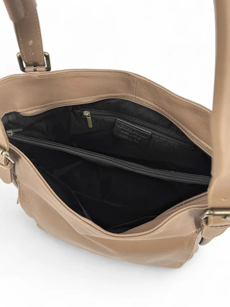 Sac en cuir lisse ELTON Taupe