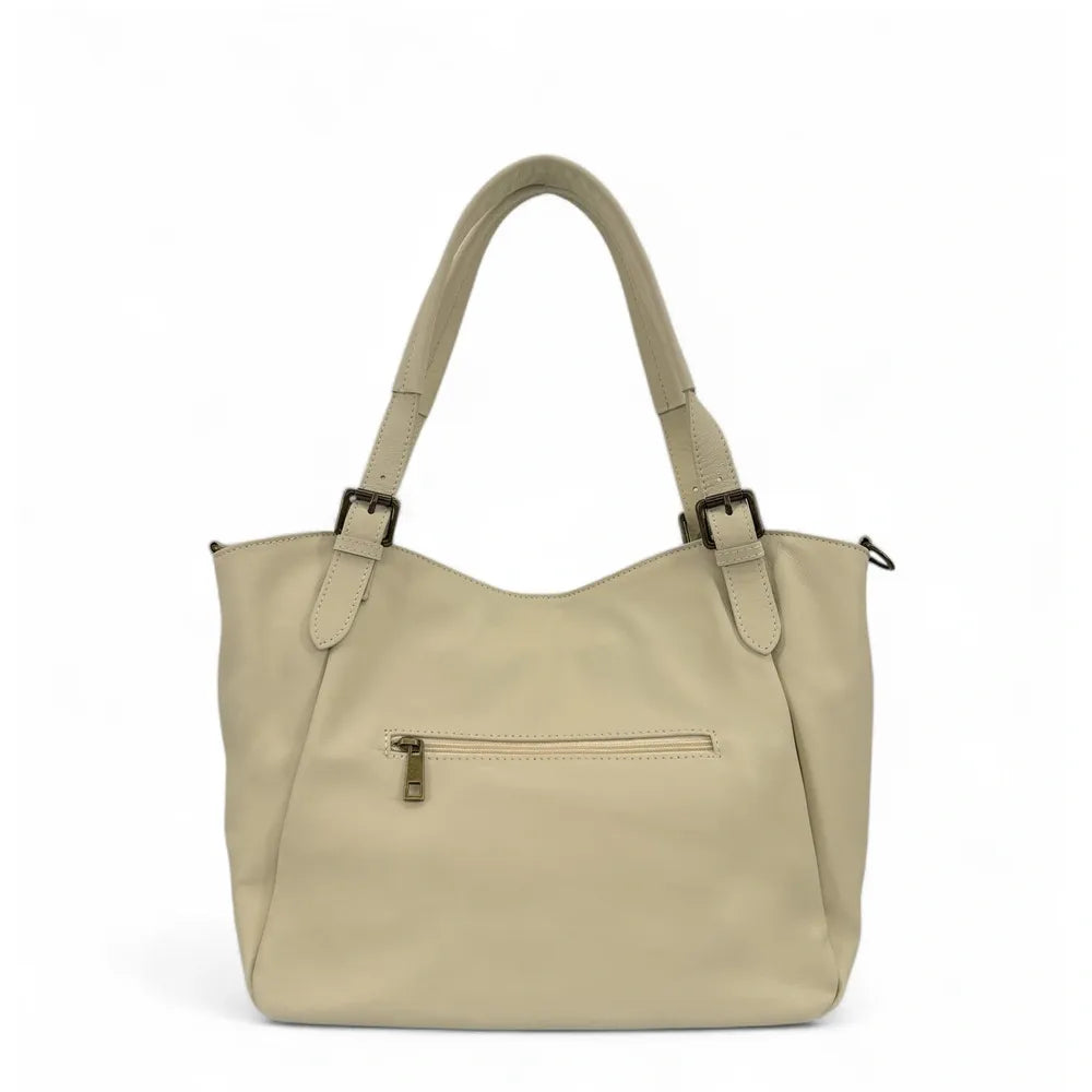 Sac en cuir lisse ELTON Beige crème