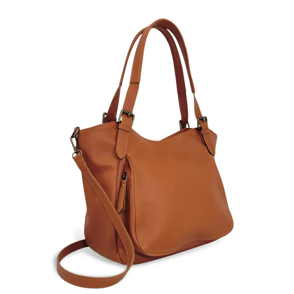 Sac en cuir lisse ELTON Cognac