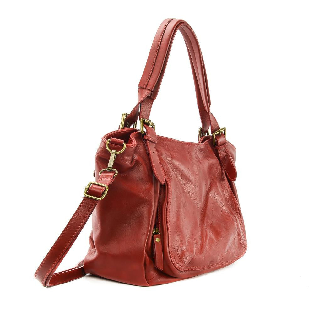 Sac en cuir lisse ELTON Rouge foncé