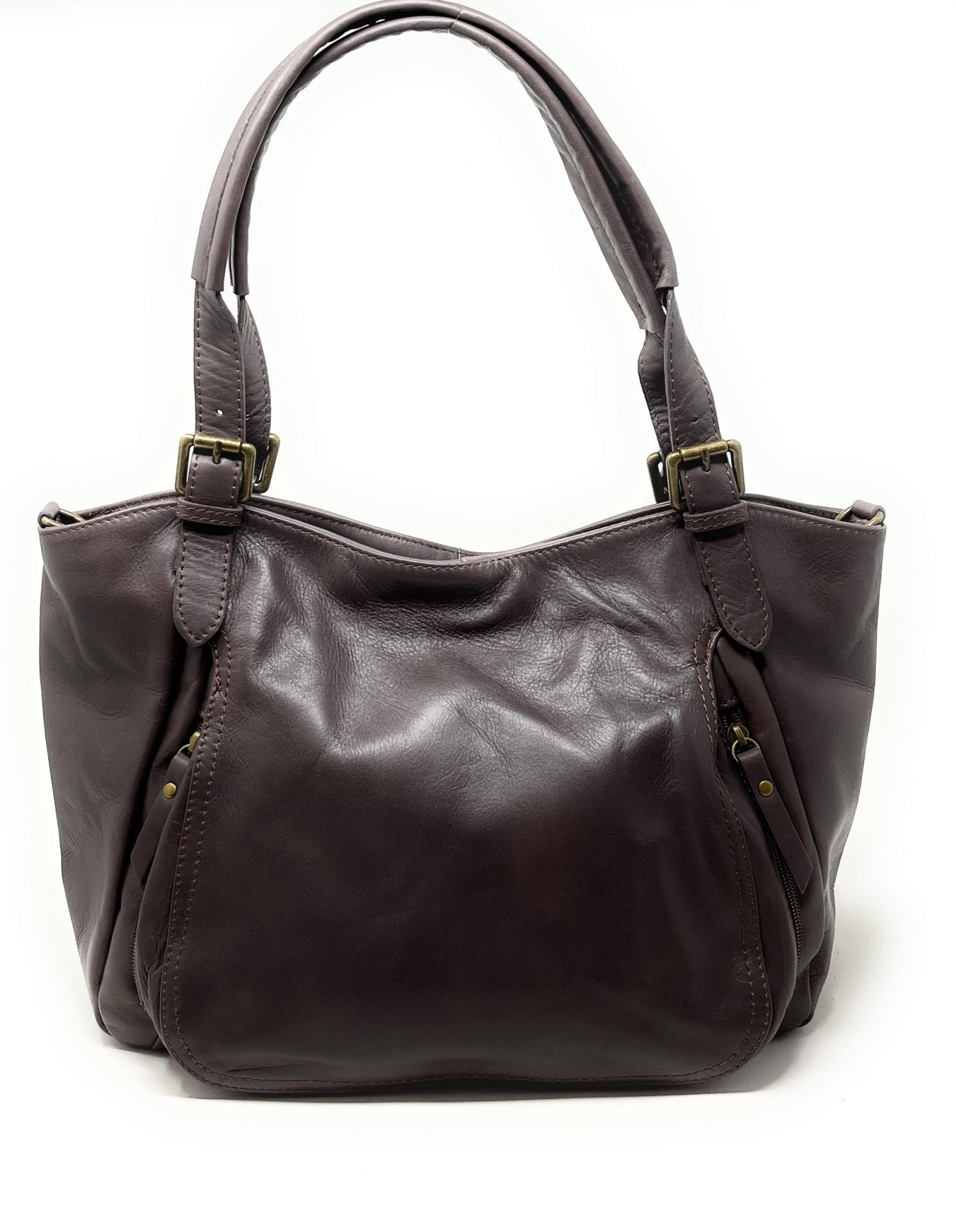 Sac en cuir lisse ELTON Chocolat