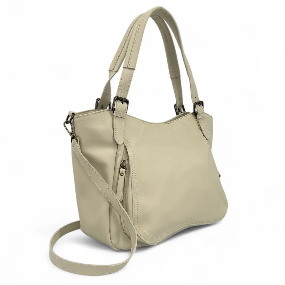 Sac en cuir lisse ELTON Beige crème