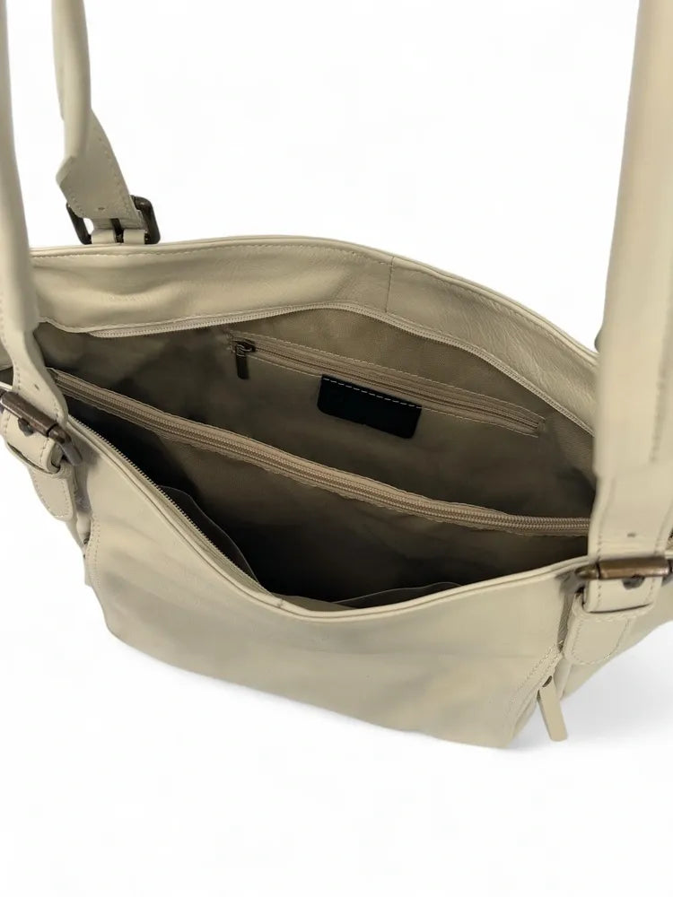 Sac en cuir lisse ELTON Beige crème