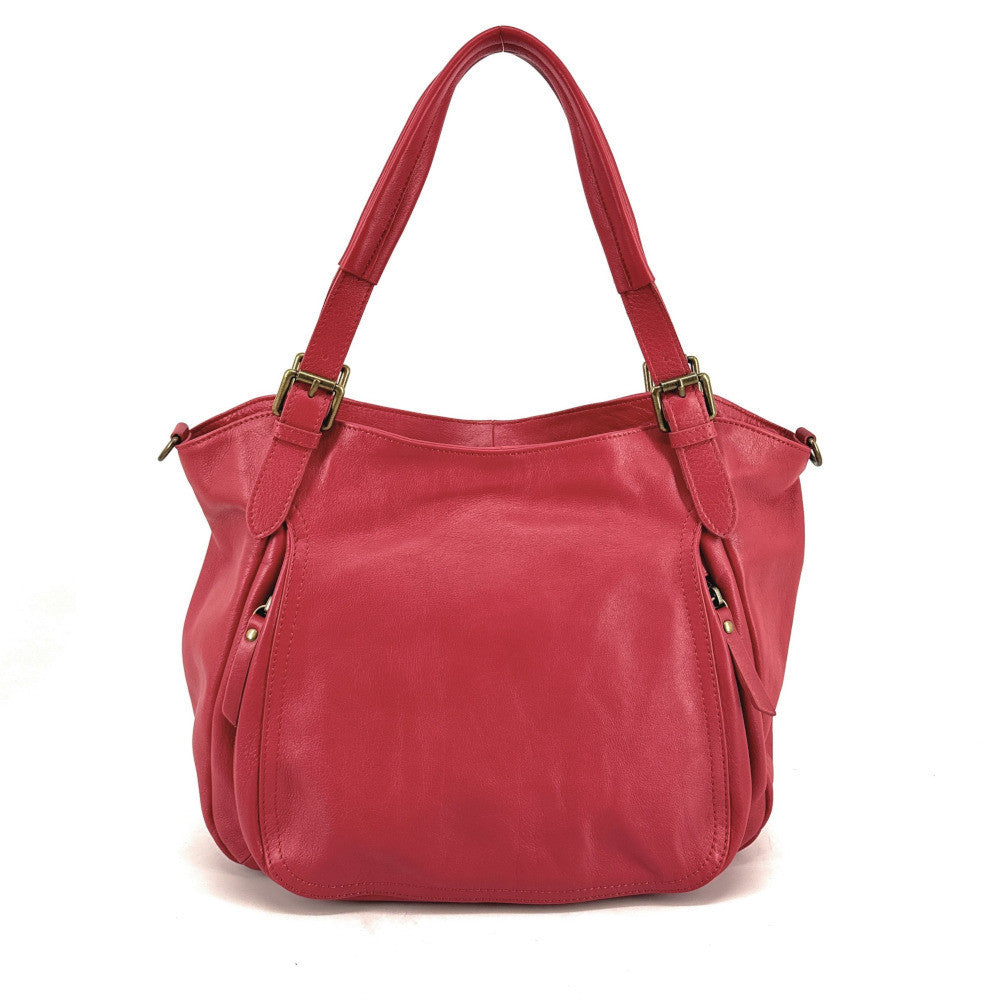 Sac en cuir lisse ELTON Rouge magenta