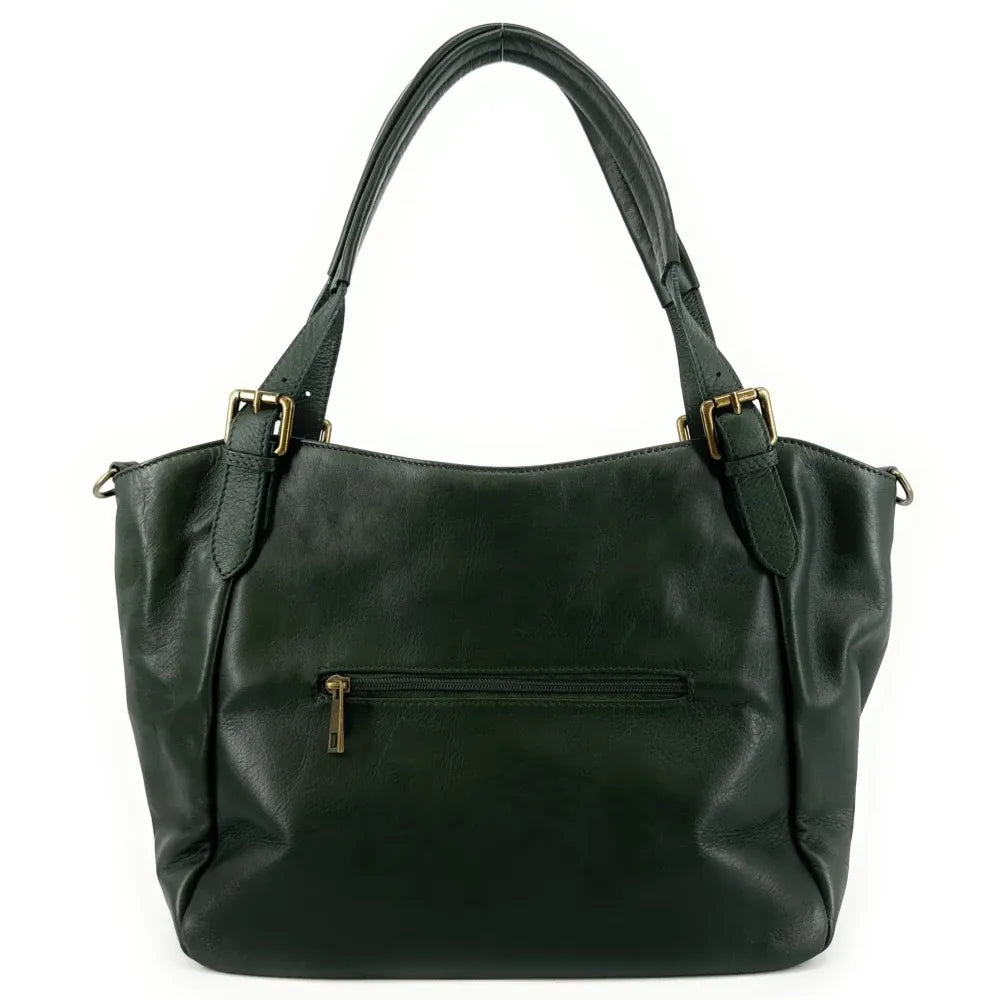 Sac en cuir lisse ELTON Vert forêt