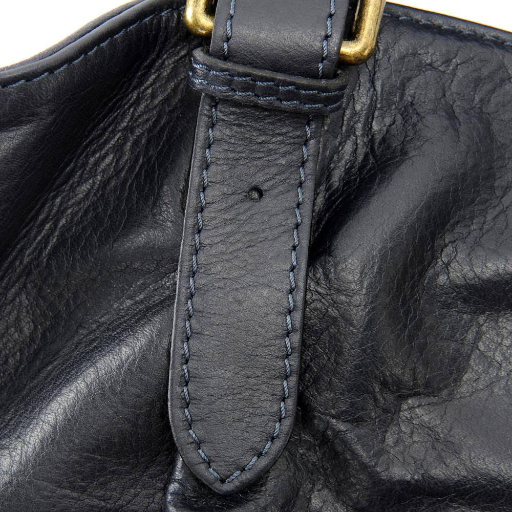Sac en cuir lisse ELTON Bleu marine