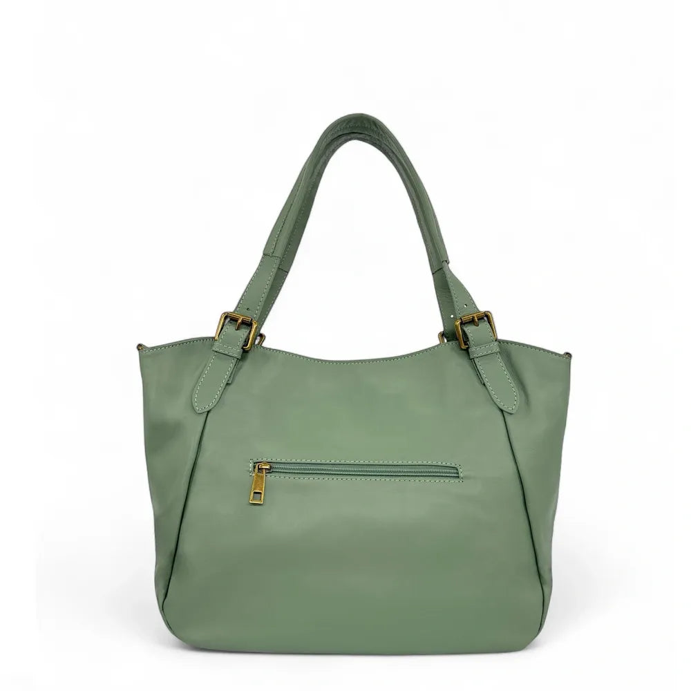 Sac en cuir lisse ELTON Vert amande