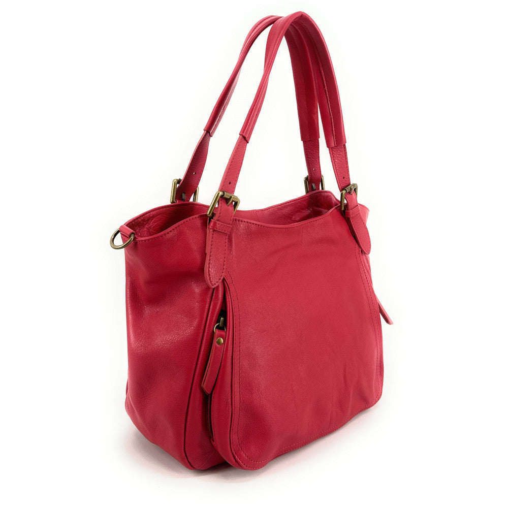Sac en cuir lisse ELTON Rouge magenta