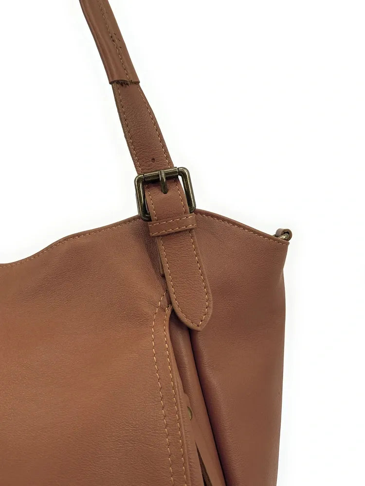 Sac en cuir lisse ELTON Cannelle
