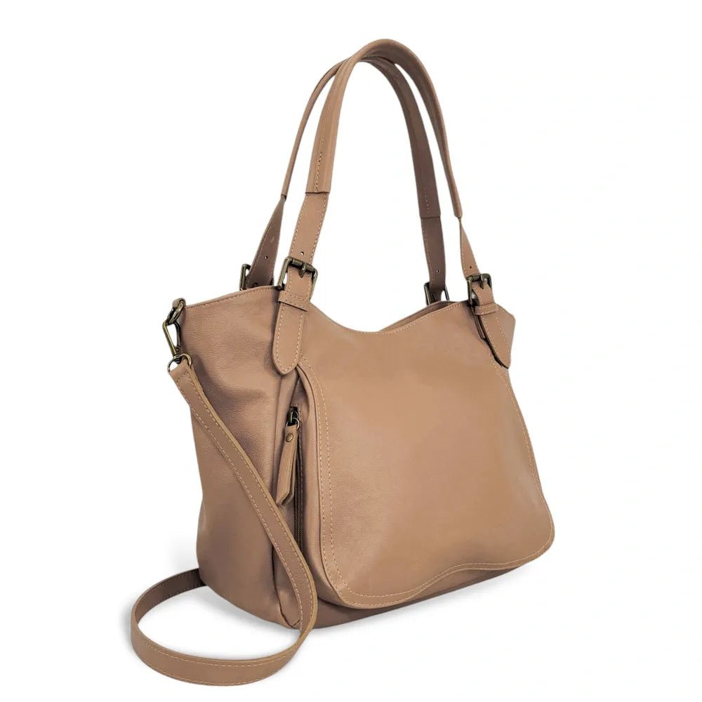 Sac en cuir lisse ELTON Taupe