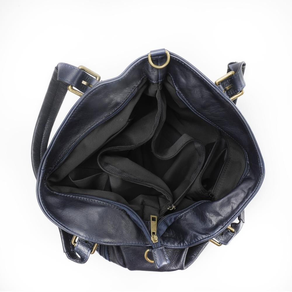 Sac en cuir lisse ELTON Bleu marine