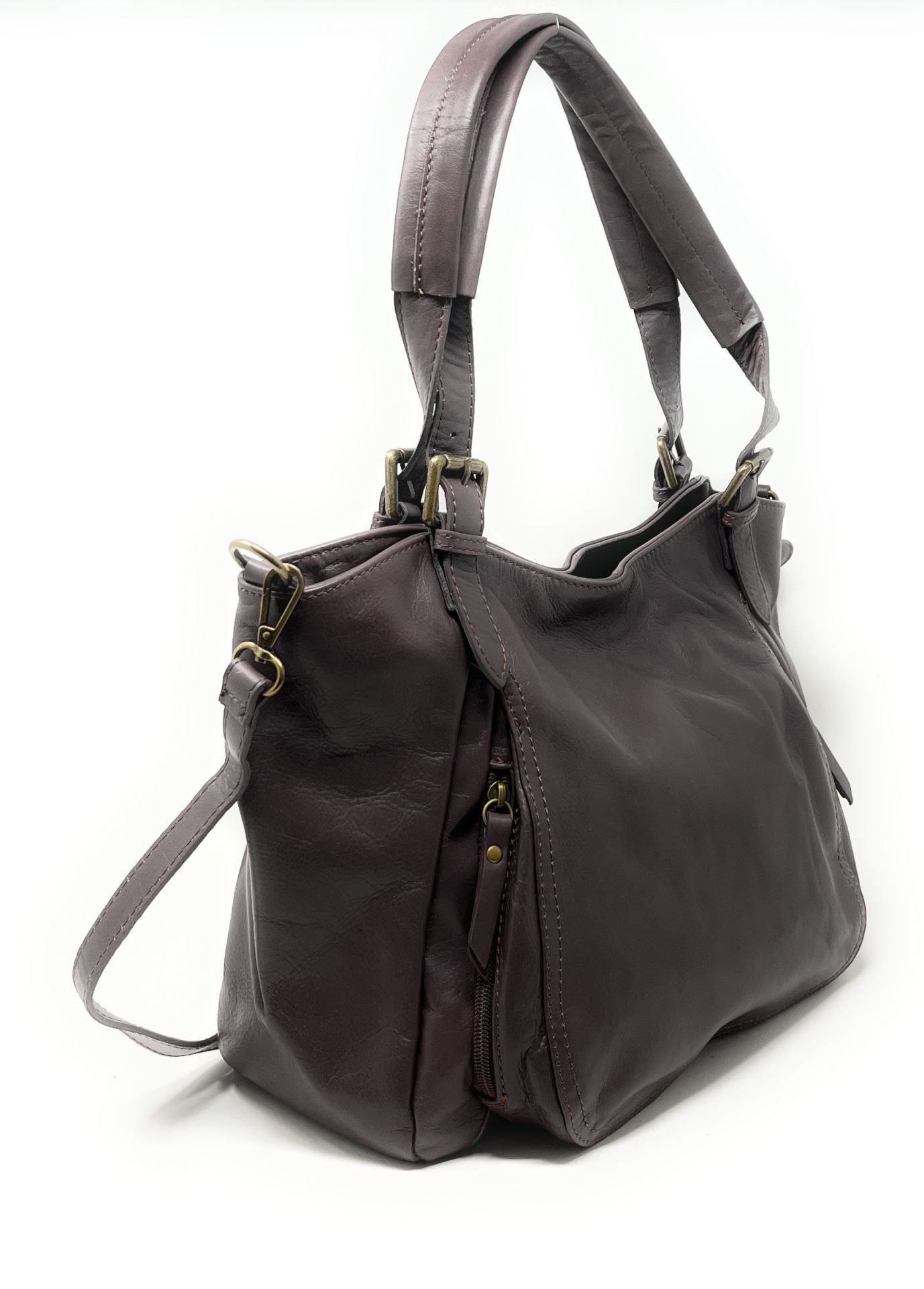 Sac en cuir lisse ELTON Chocolat