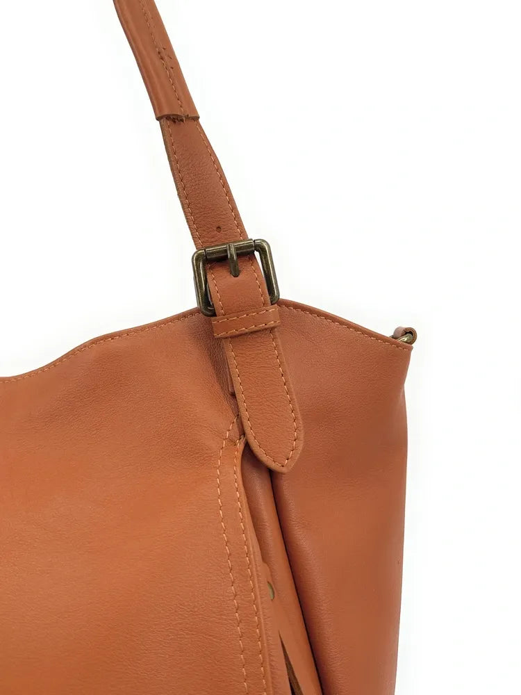 Sac en cuir lisse ELTON Cognac