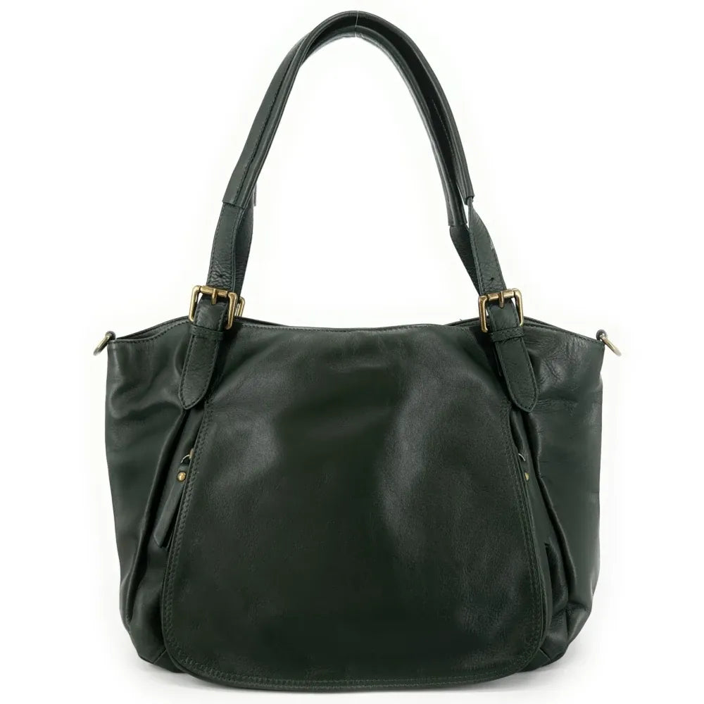 Sac en cuir lisse ELTON Vert forêt
