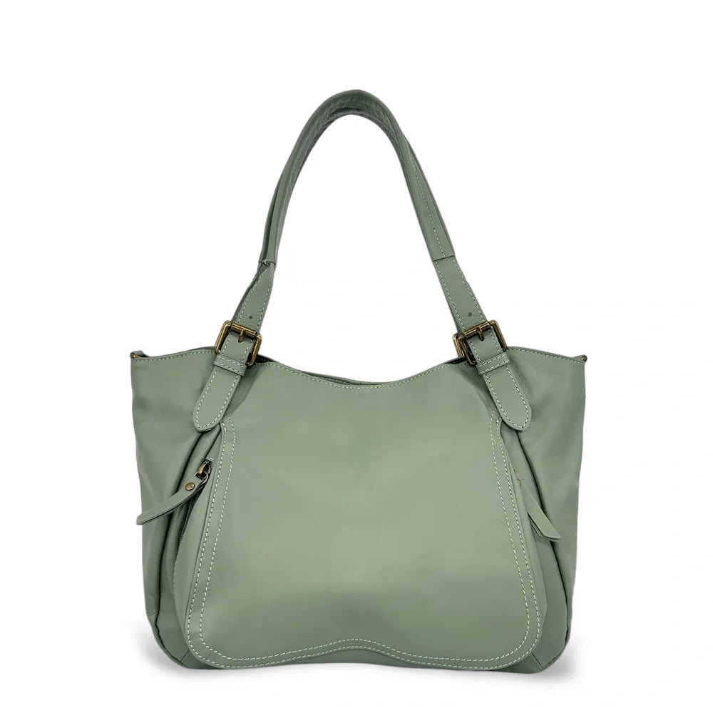 Sac en cuir lisse ELTON Vert amande