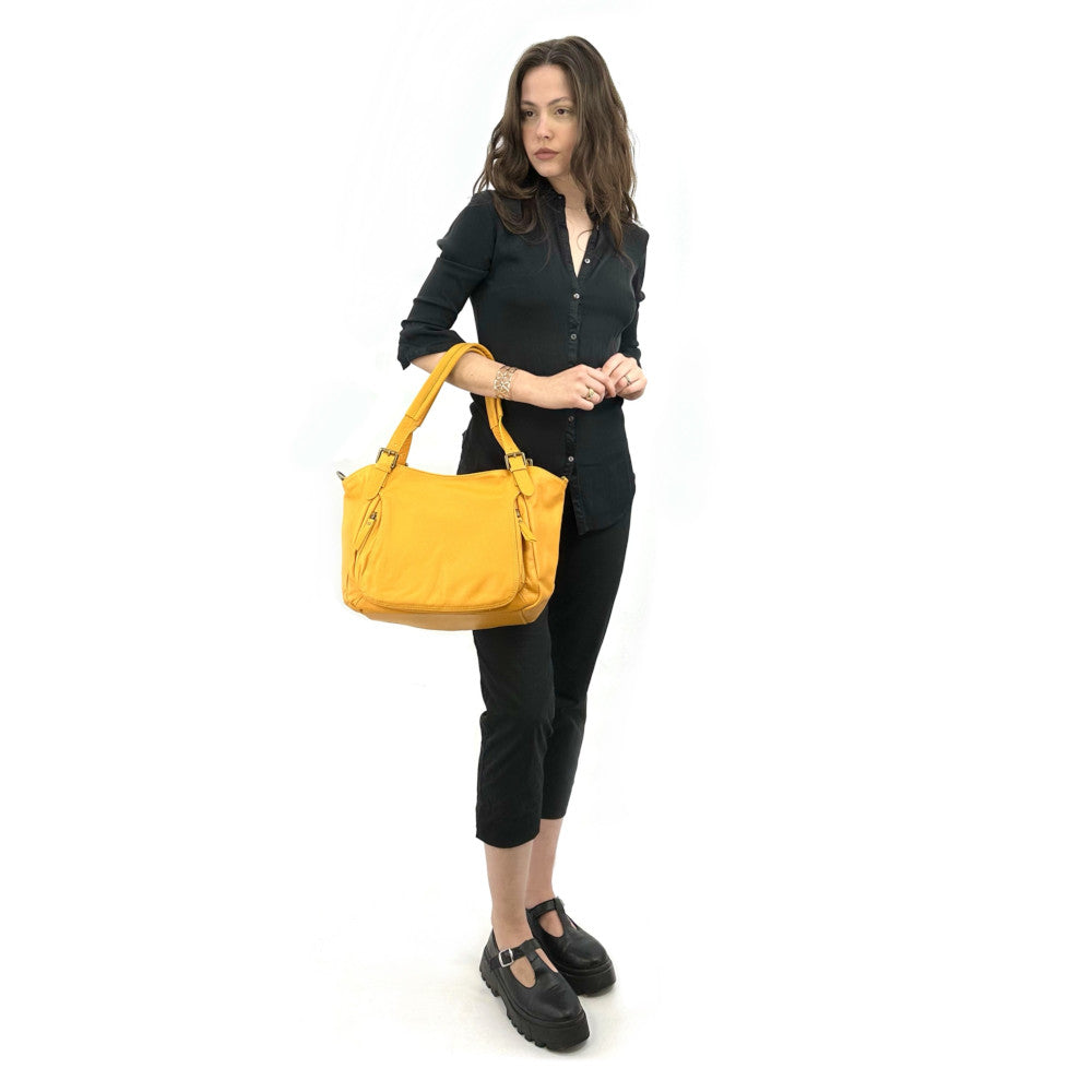 Sac en cuir lisse ELTON Safran