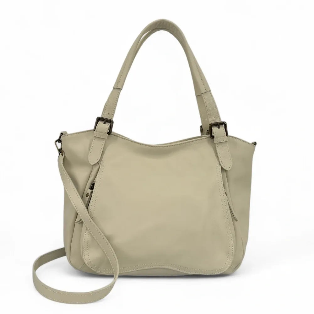 Sac en cuir lisse ELTON Beige crème