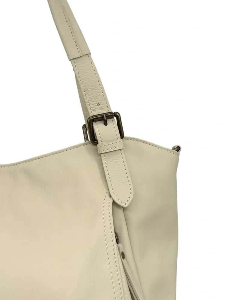 Sac en cuir lisse ELTON Beige crème