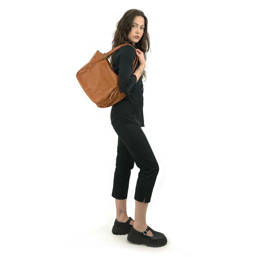 Sac en cuir lisse ELTON Cognac