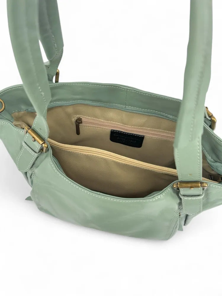 Sac en cuir lisse ELTON Vert amande