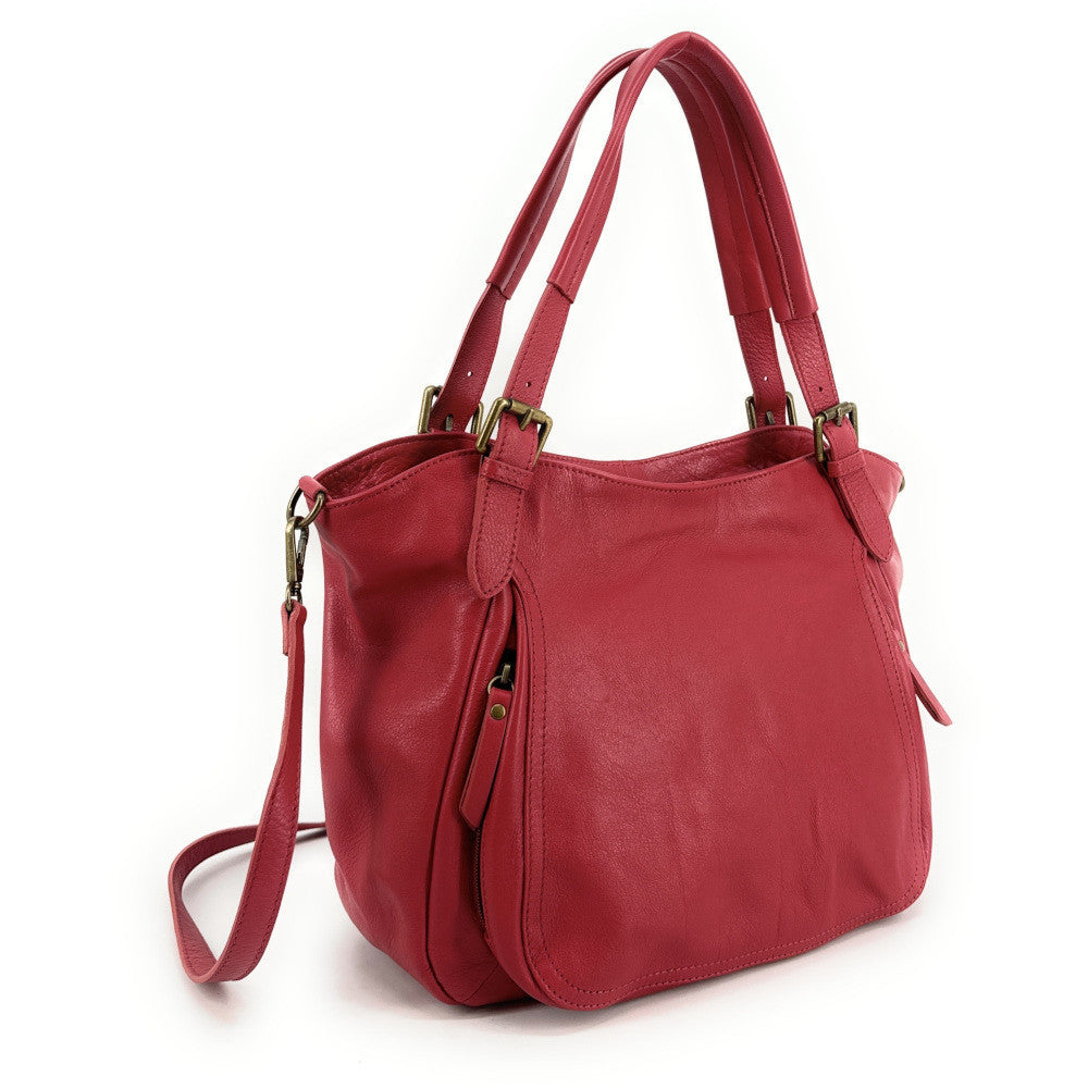 Sac en cuir lisse ELTON Rouge magenta