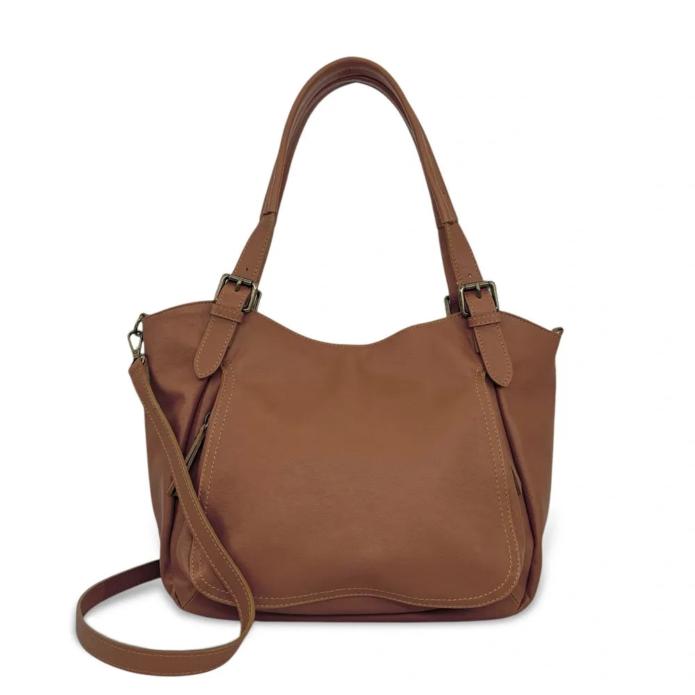 Sac en cuir lisse ELTON Cannelle