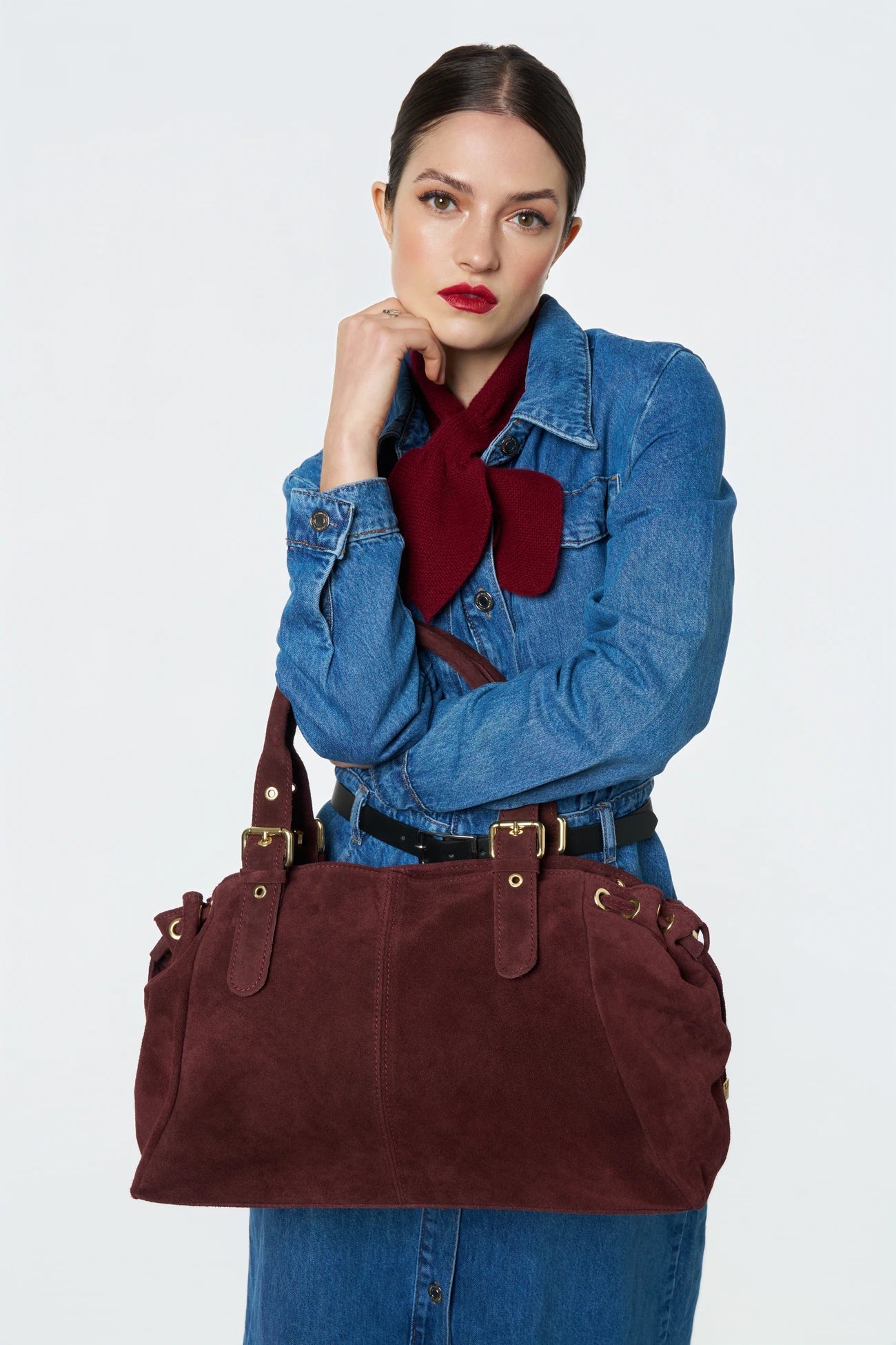 Sac bowling en daim PRINCESSE SUEDE XL Bordeaux