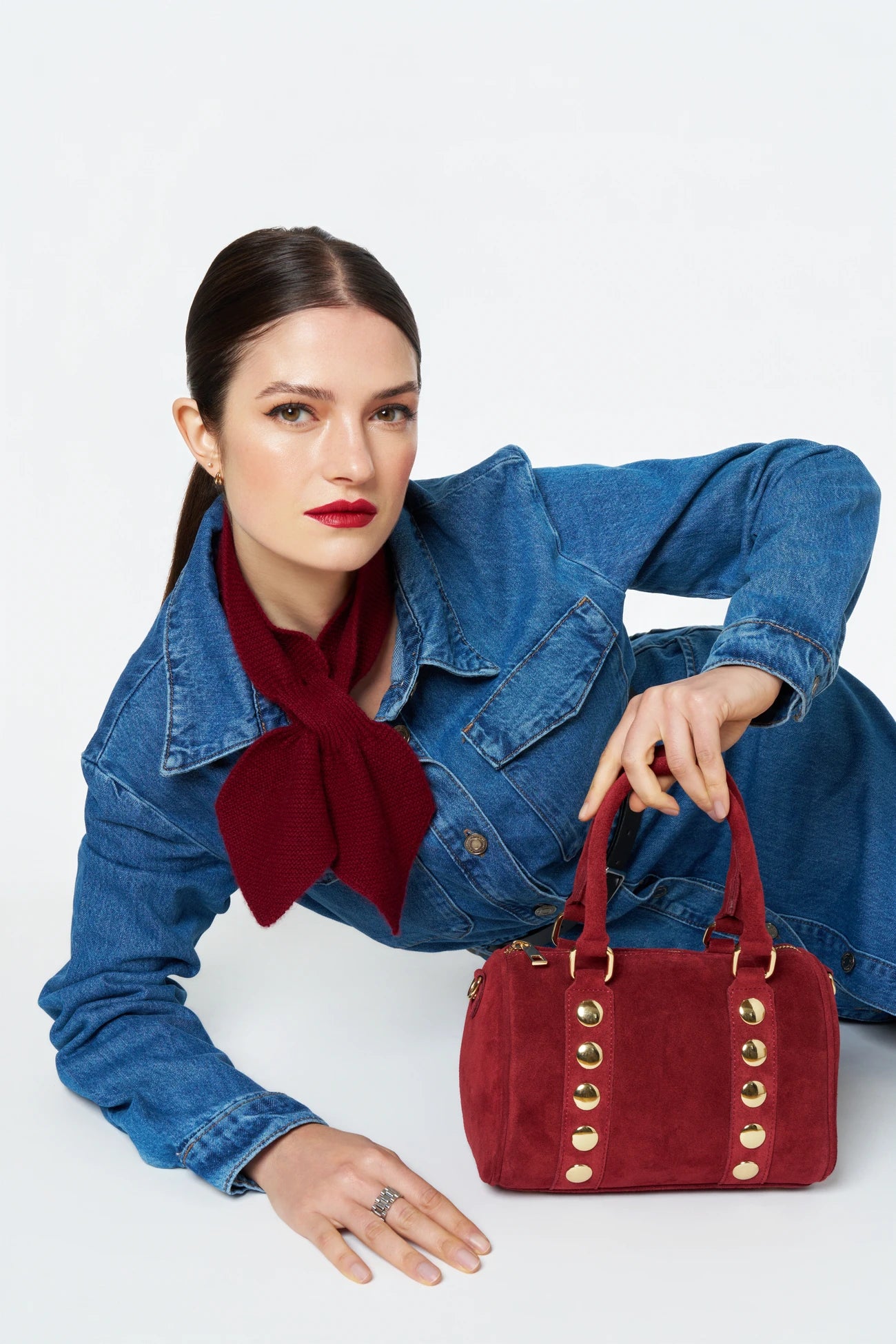 Mini sac bowling en daim DJODY Bordeaux