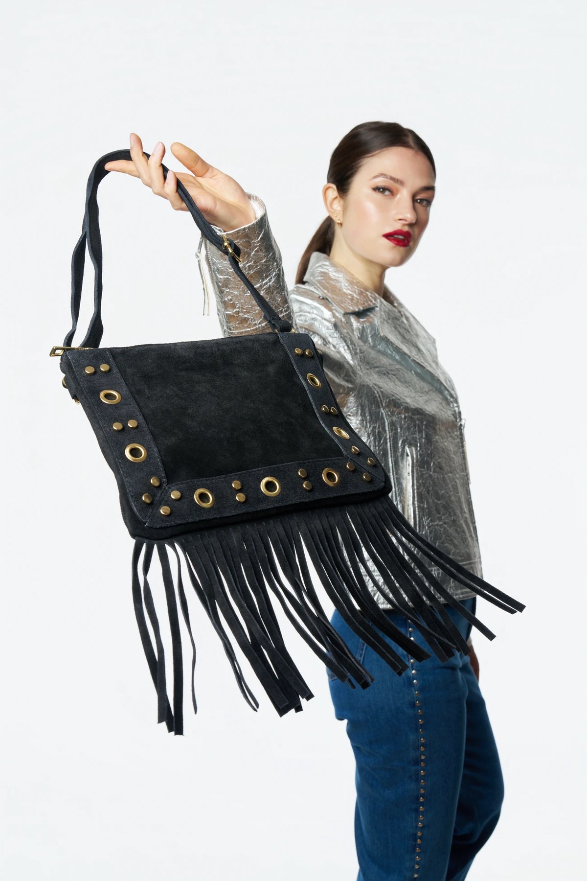 Bolso bandolera de serraje YEPA Negro