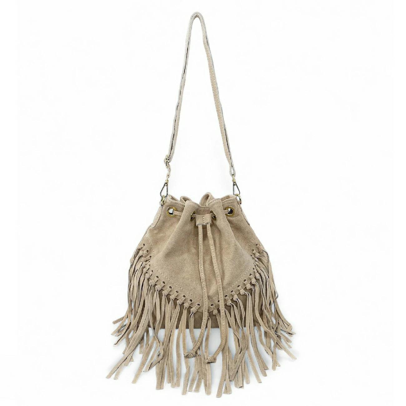 Sac bourse en daim APONI Taupe clair