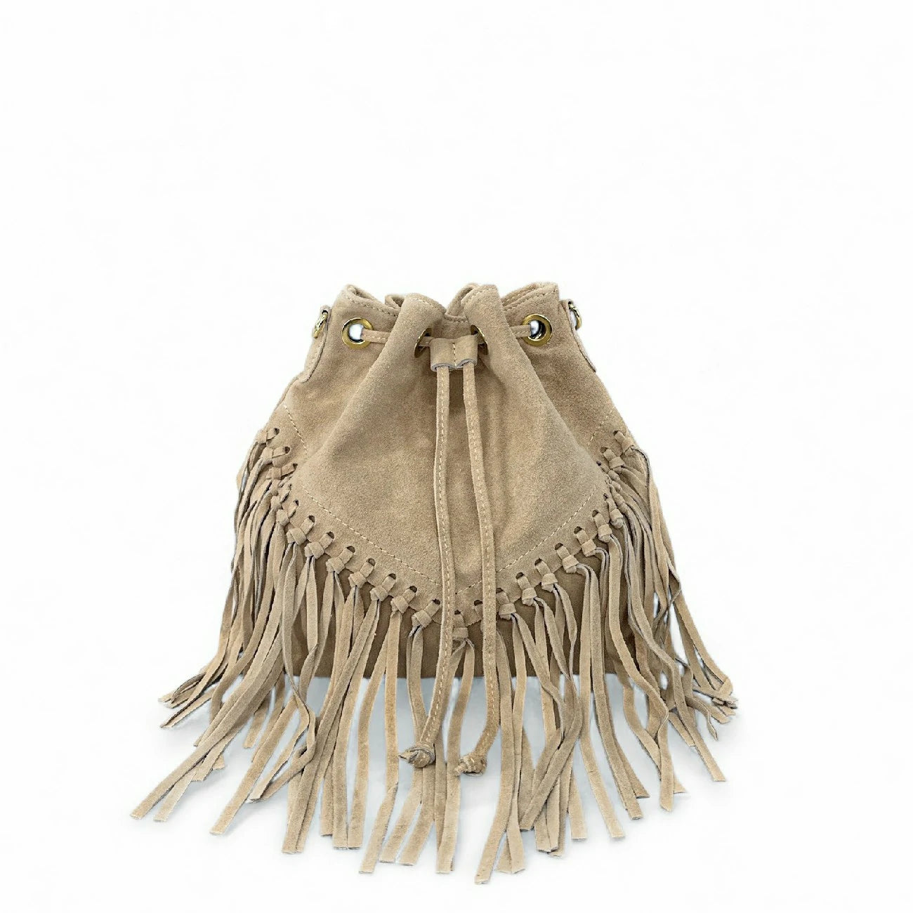Sac bourse en daim APONI Taupe clair
