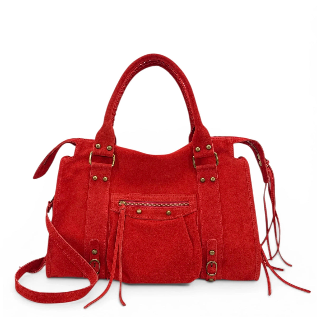Handtasche aus Wildleder STORM SUEDE Krapprot