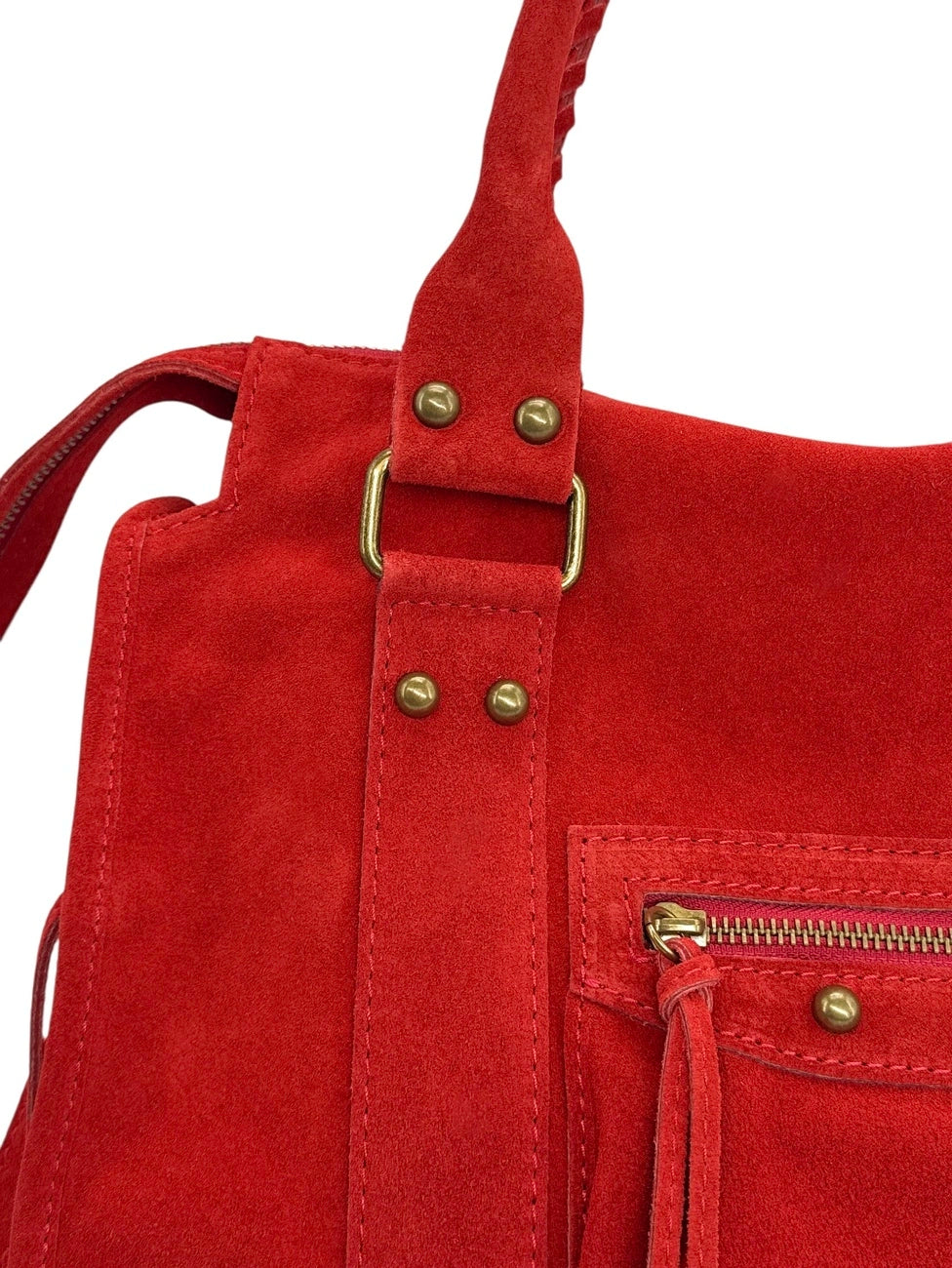 Handtasche aus Wildleder STORM SUEDE Krapprot