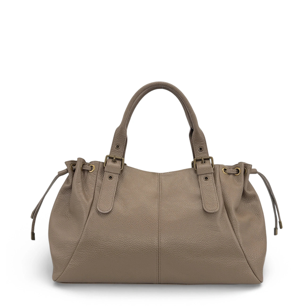 Borsa bowling PRINCESSE XL BRASS in pelle martellata Taupe scuro