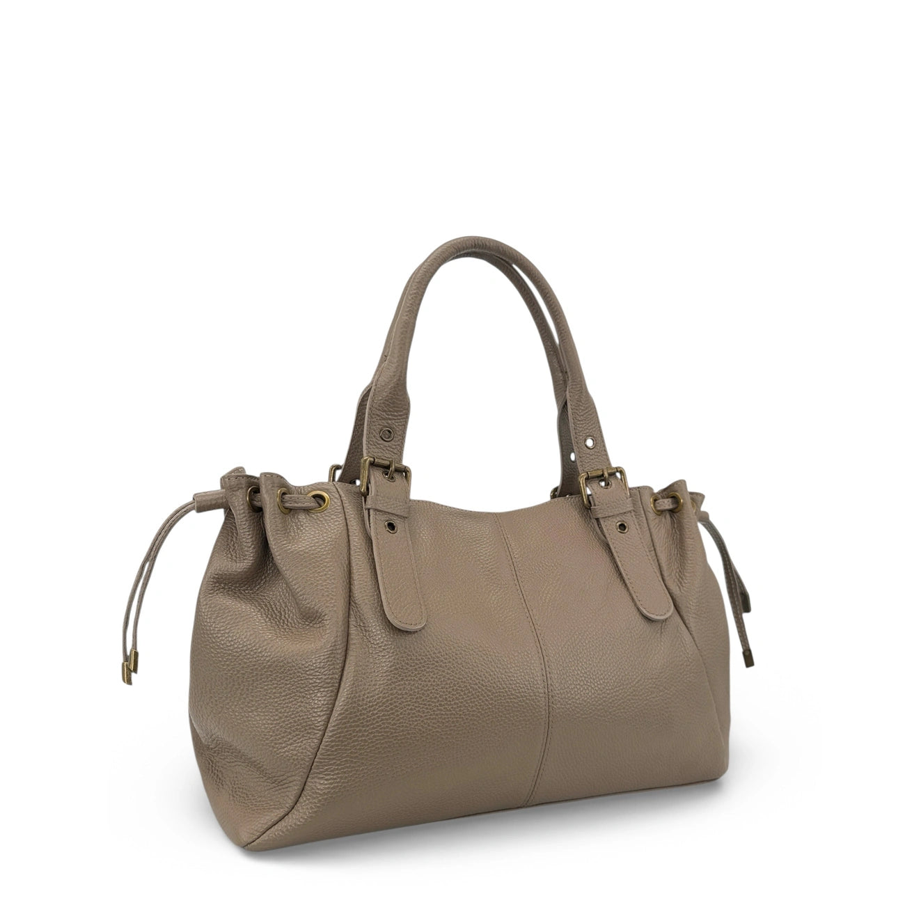 Borsa bowling PRINCESSE XL BRASS in pelle martellata Taupe scuro