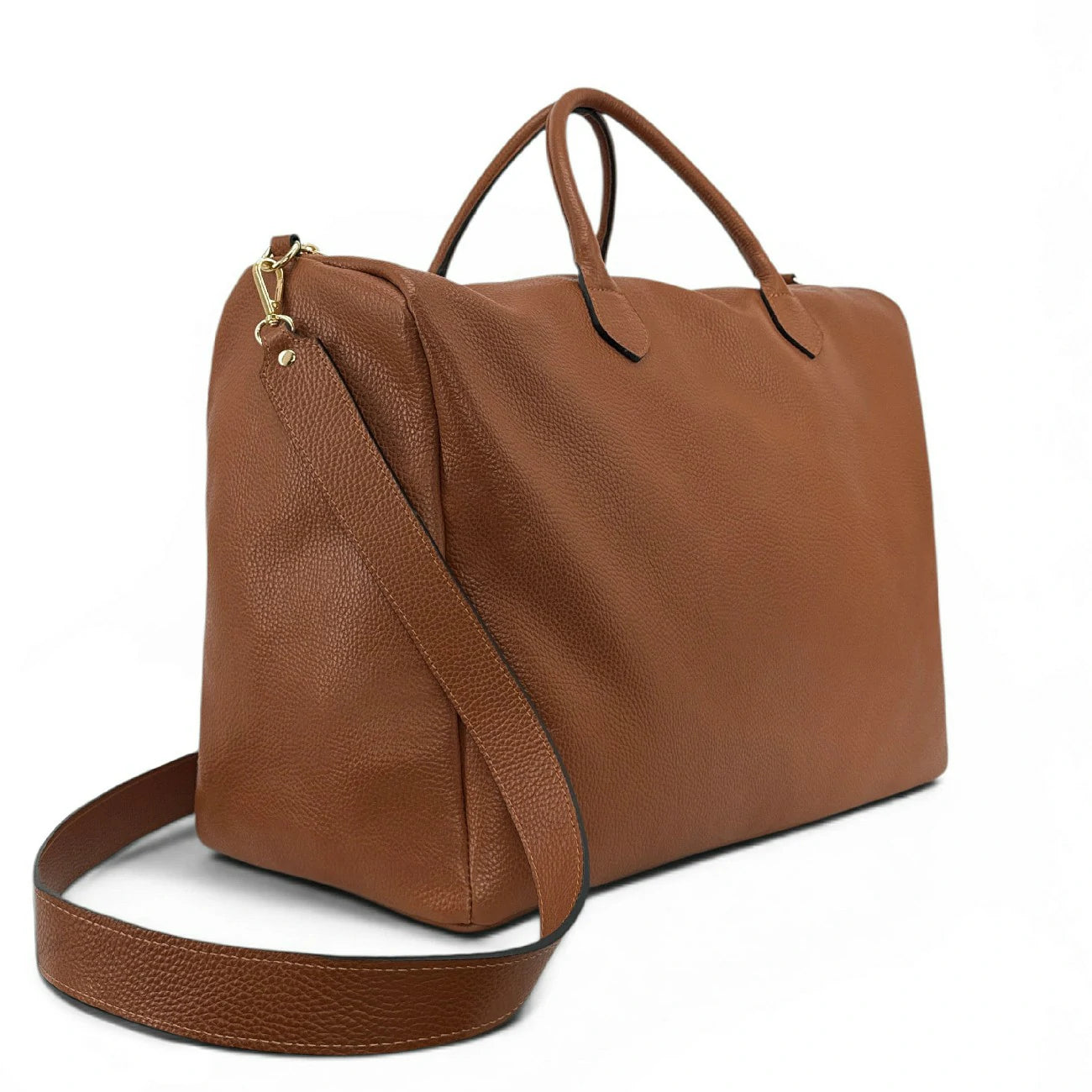 Sac de voyage en cuir grainé BERGEN Marron camel foncé