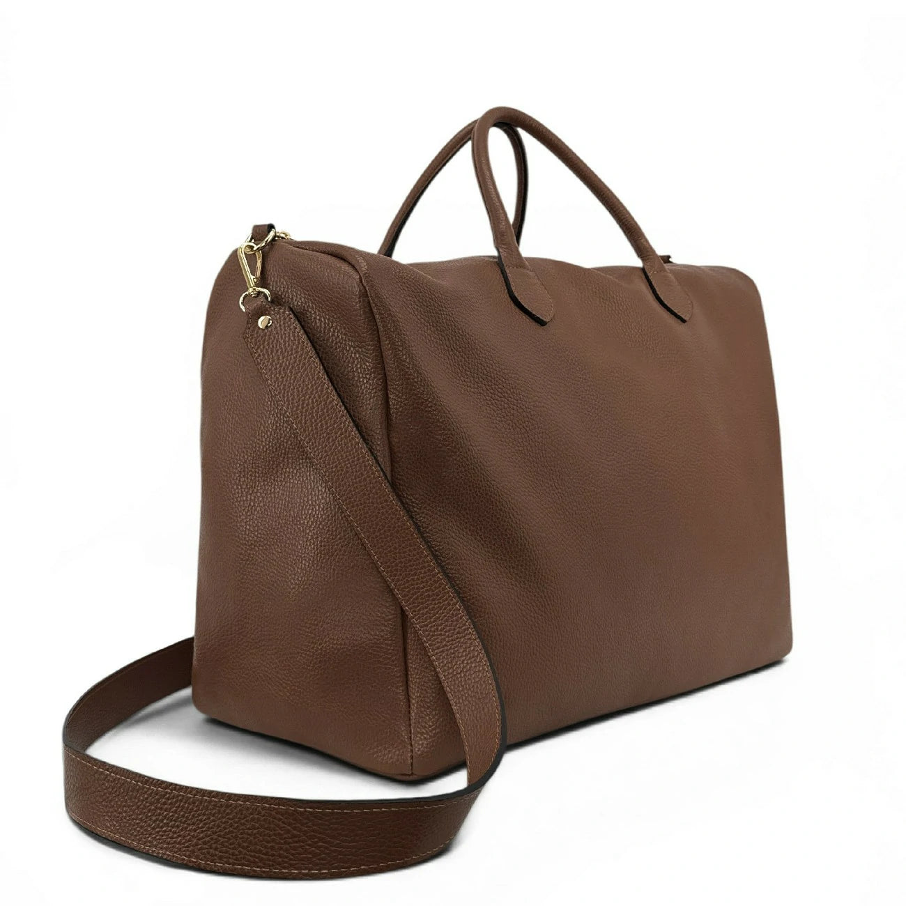 Sac de voyage en cuir grainé BERGEN Marron moka