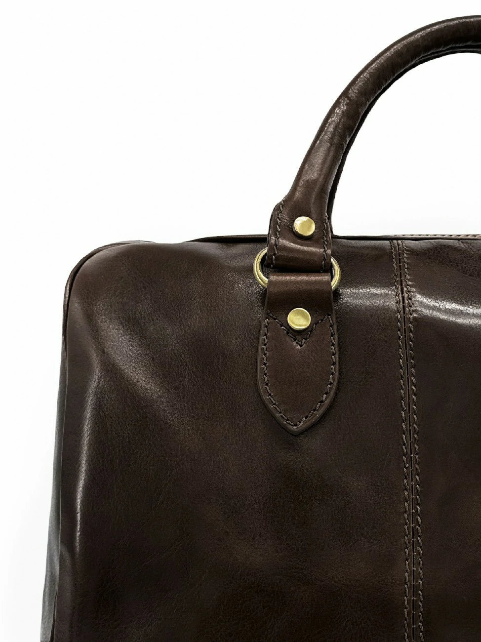 Bolso de viaje de piel lisa ANGKOR marrón chocolate