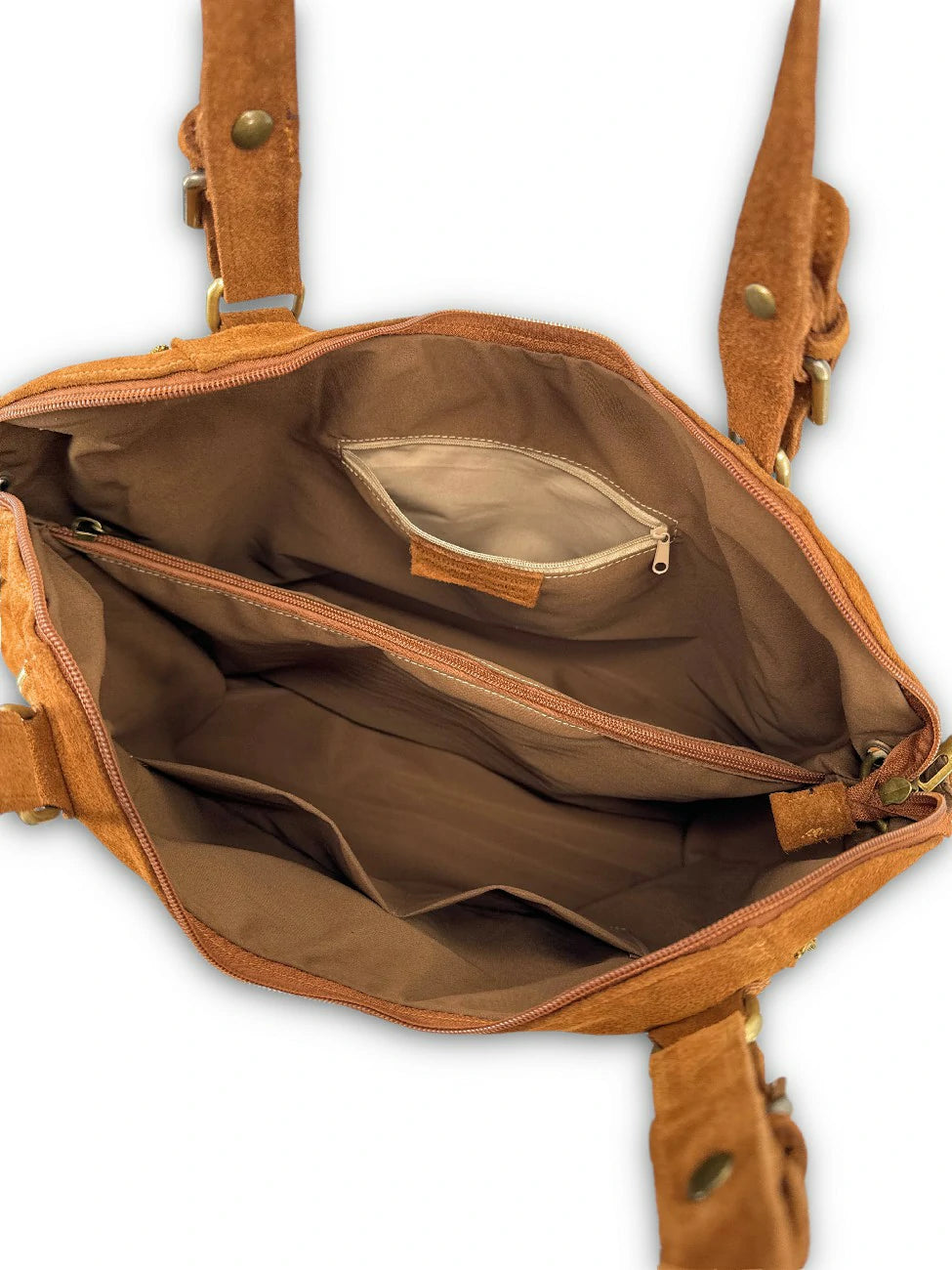 CAMELIA SUEDE large split suede hobo bag, Dark camel brown