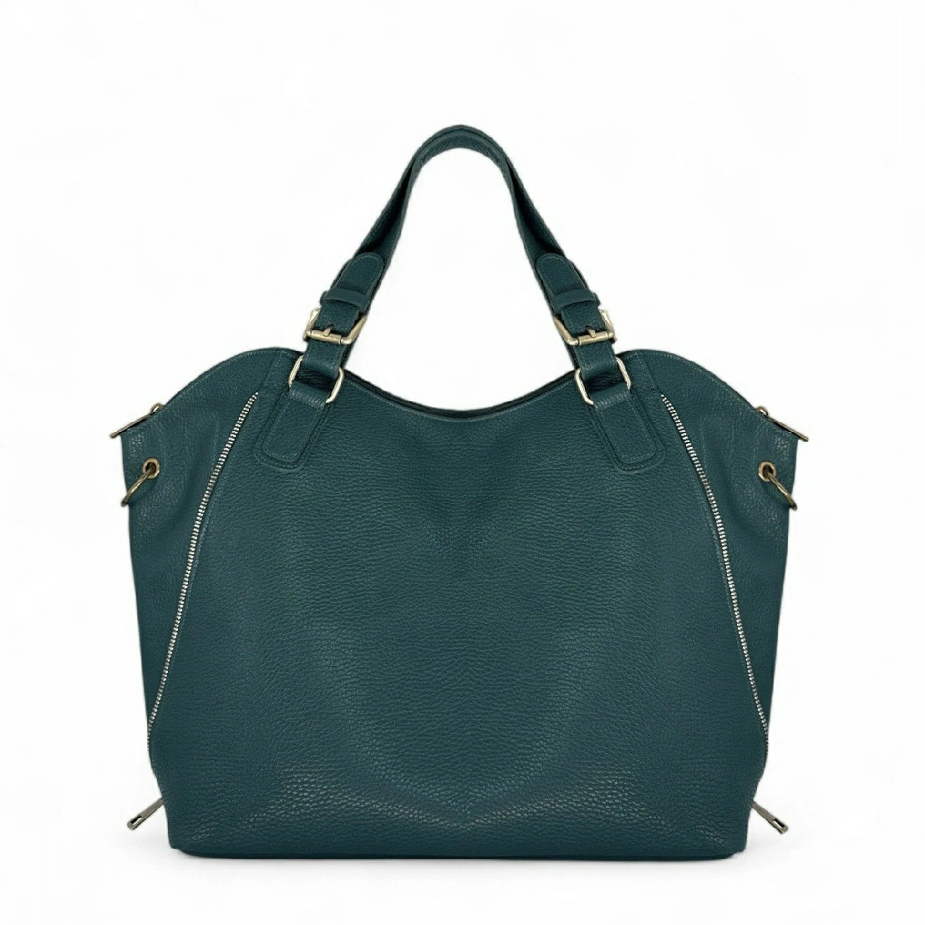 Grained leather shoulder bag CAMELIA Duck green