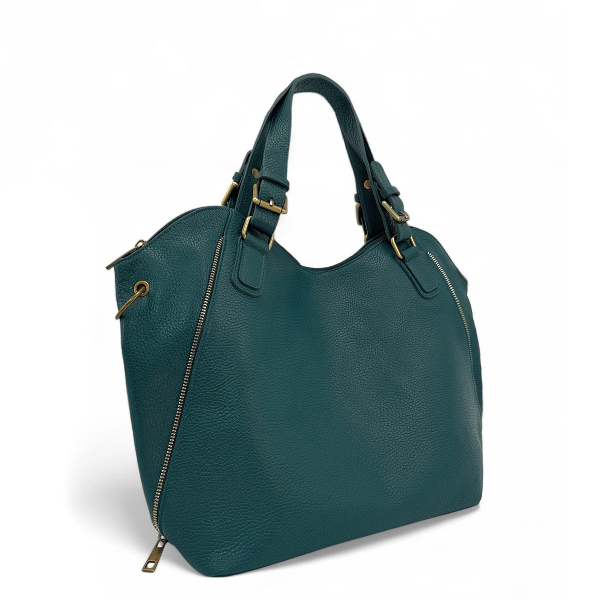Sac porté épaule en cuir grainé CAMELIA Bleu vert canard