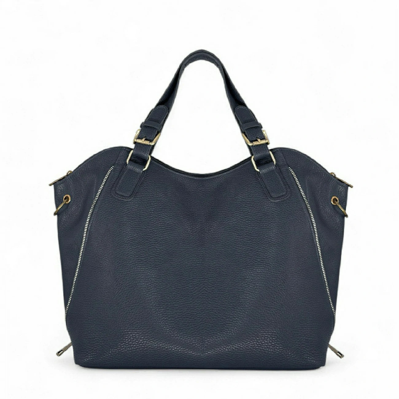 Sac porté épaule en cuir grainé CAMELIA Bleu marine