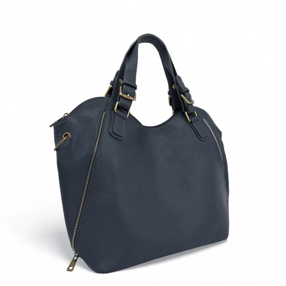 Sac porté épaule en cuir grainé CAMELIA Bleu marine