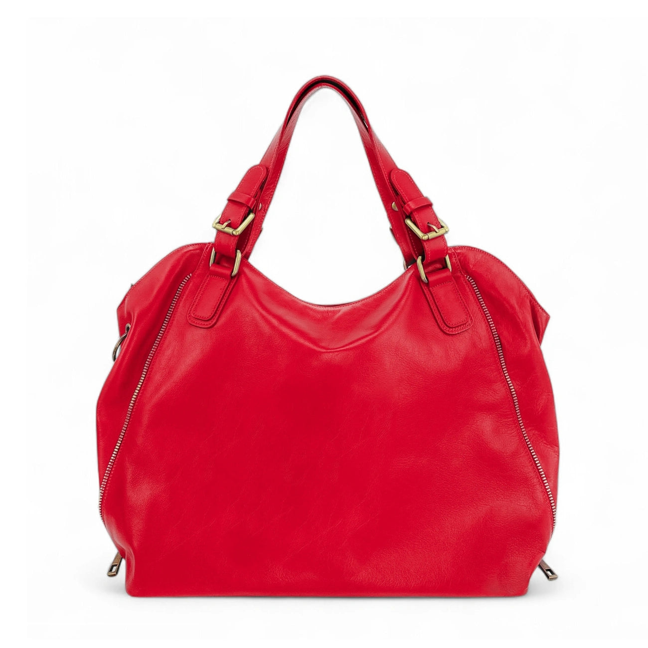 Schultertasche aus Glattleder CAMELIA Krapprot