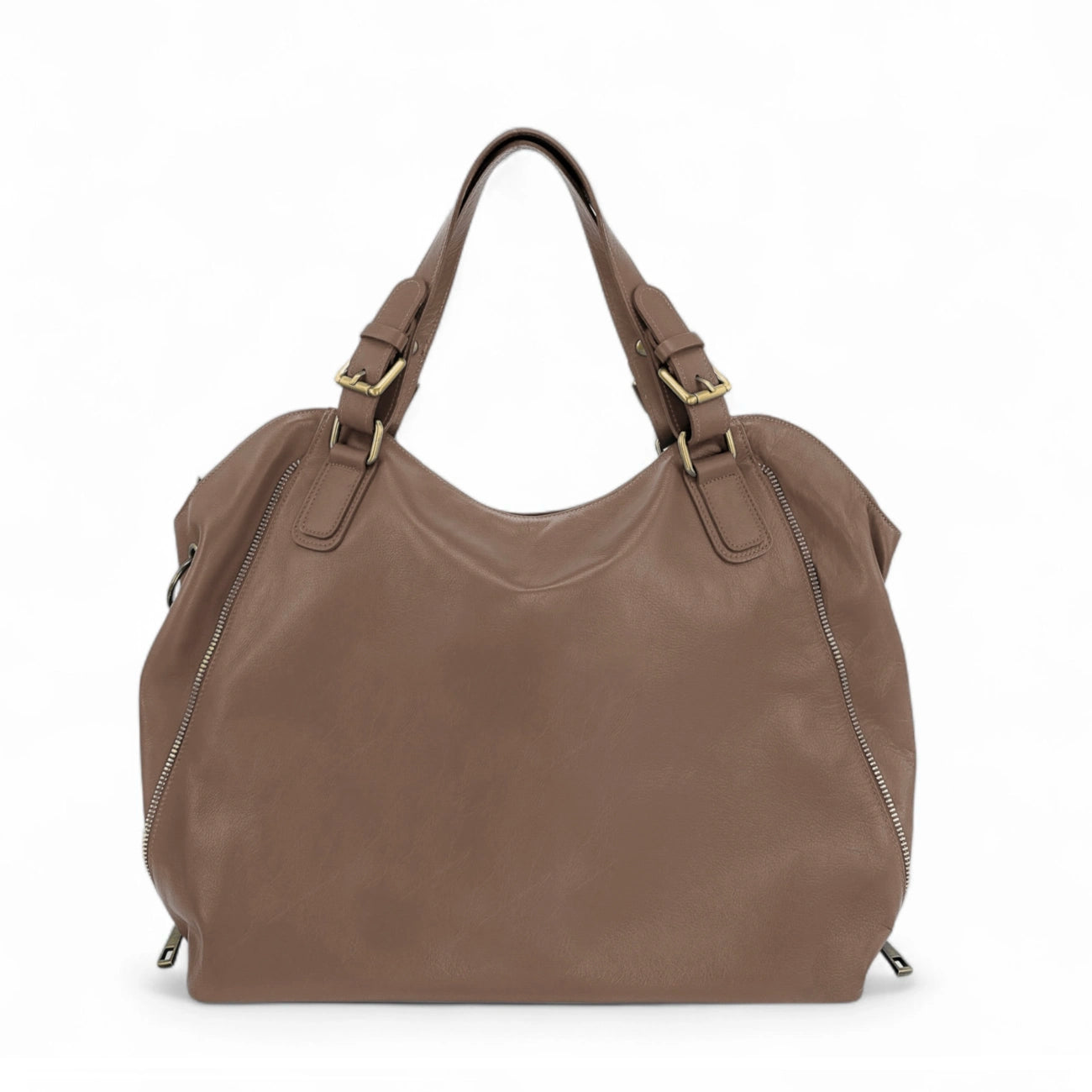 Bocca per tracolla in pelle liscia CAMELIA Mole scura