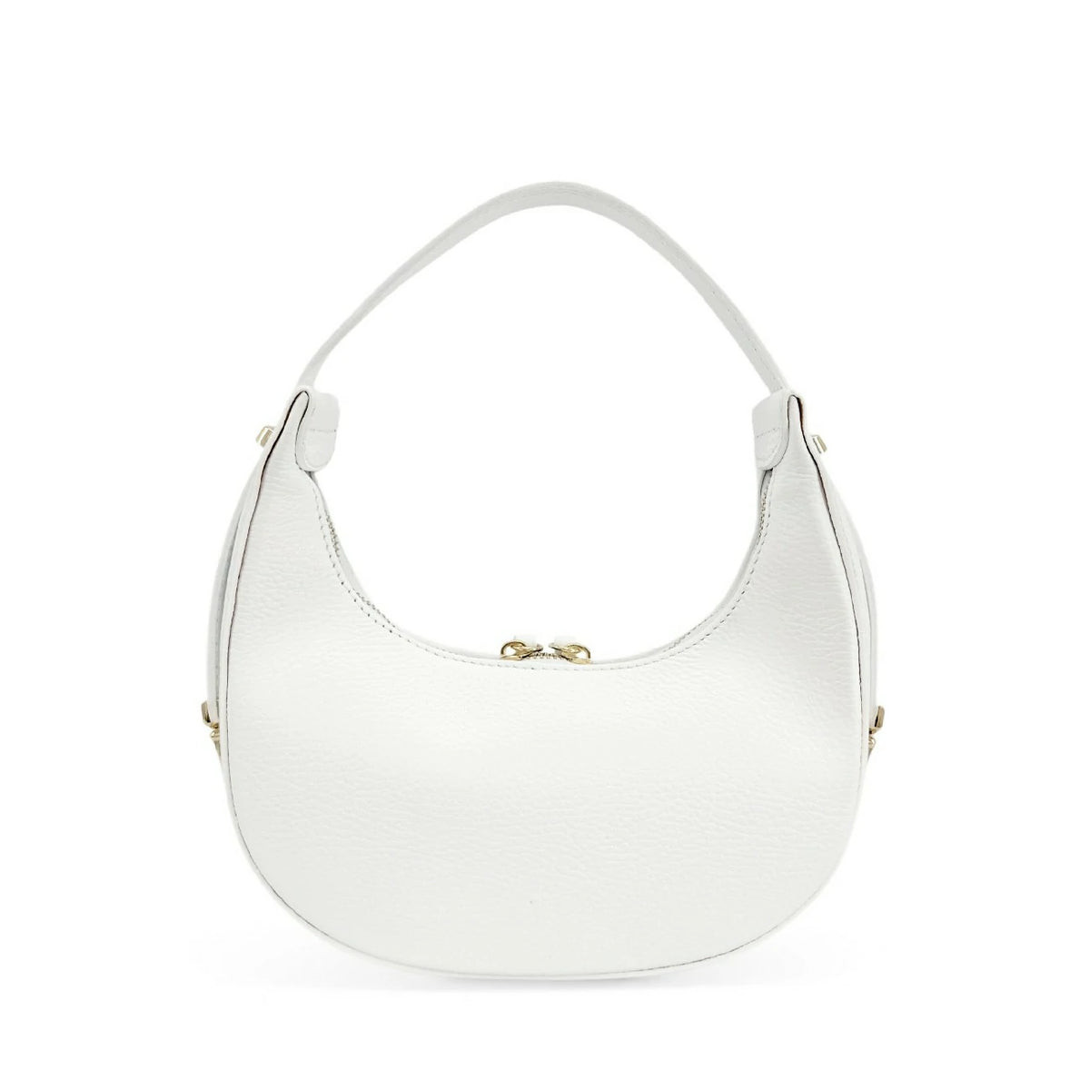 Halbmond-Tasche aus genarbtem Leder SILOE Weiß