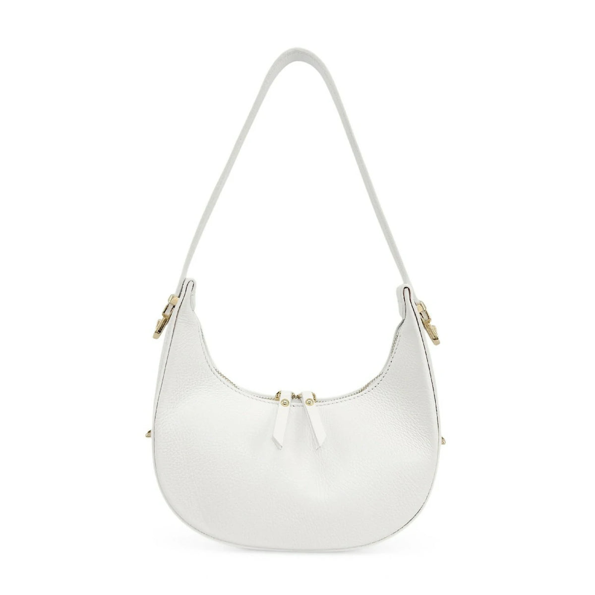 Halbmond-Tasche aus genarbtem Leder SILOE Weiß